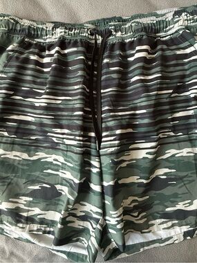 Reebok Green Camouflage Athletic Shorts